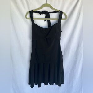 White House black market Black halter evening dress Ruffle dress size 12
